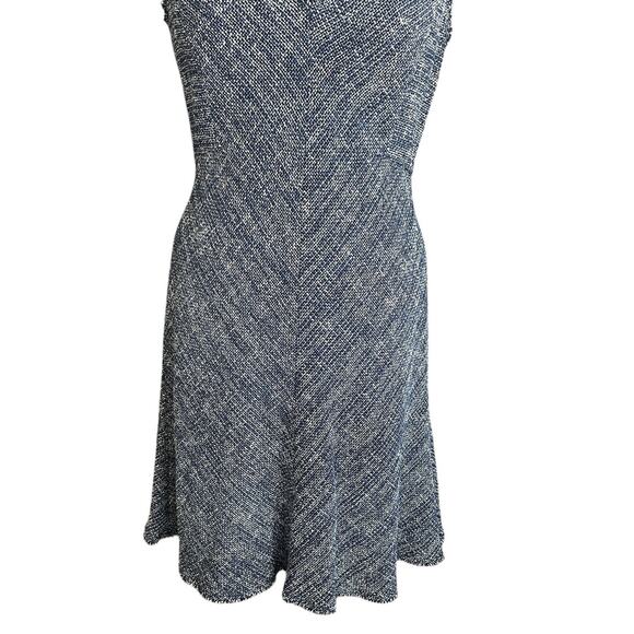 REBECCA TAYLOR Tweed Dress Navy Sleeveless Fit & Flare Fringe Women’s Size 8 NEW - Picture 9 of 16